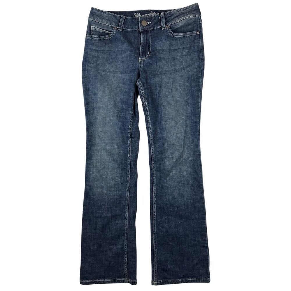 Wrangler Womens Essential Flare Bootcut Jeans Size 9 Blue Mid Rise 32x30 Western